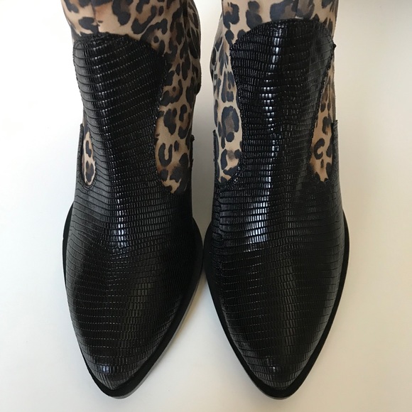 New Alberto Zago Western Boots Black Leopard Boots - Picture 7 of 8